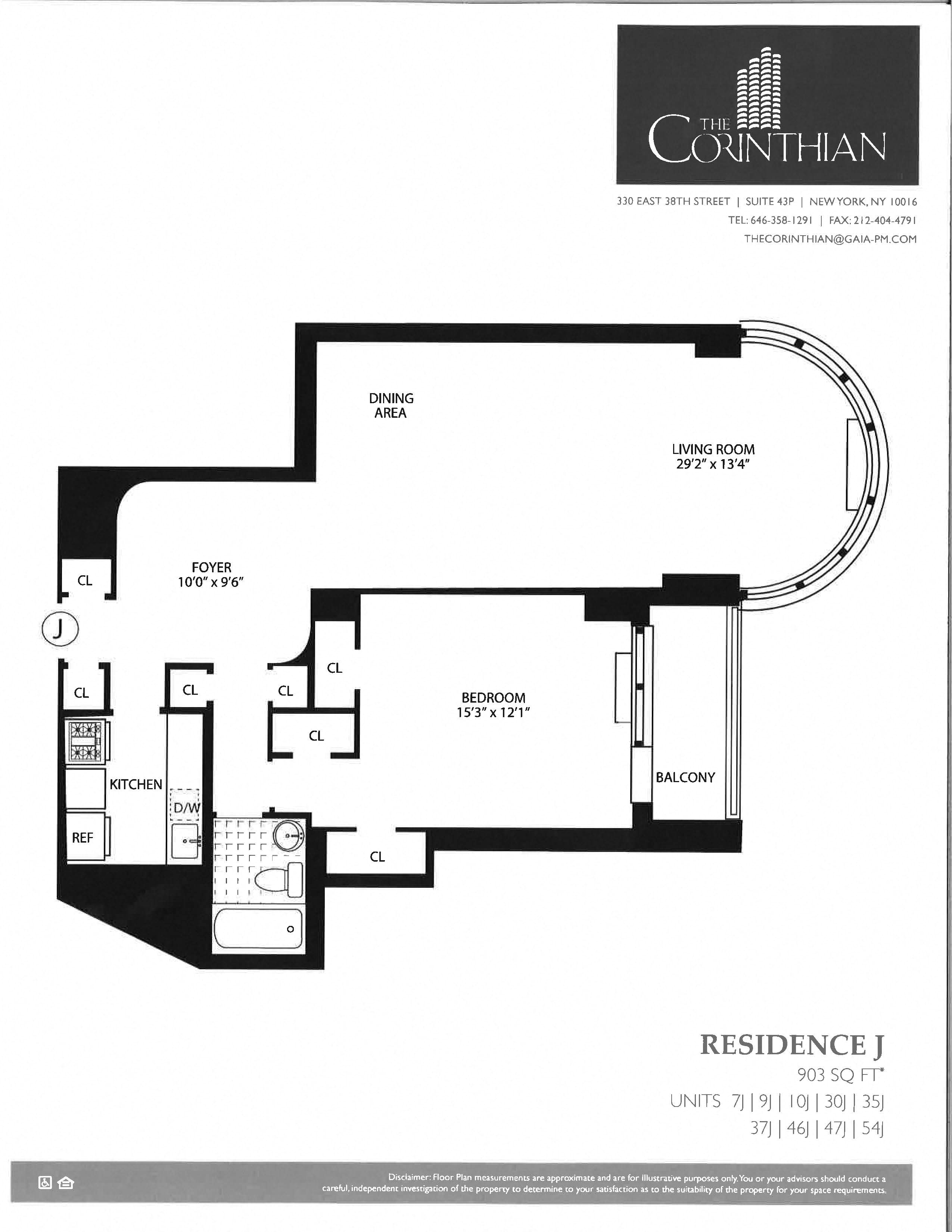 Floor plan for 1 bed, 1 bath, 903 sqft